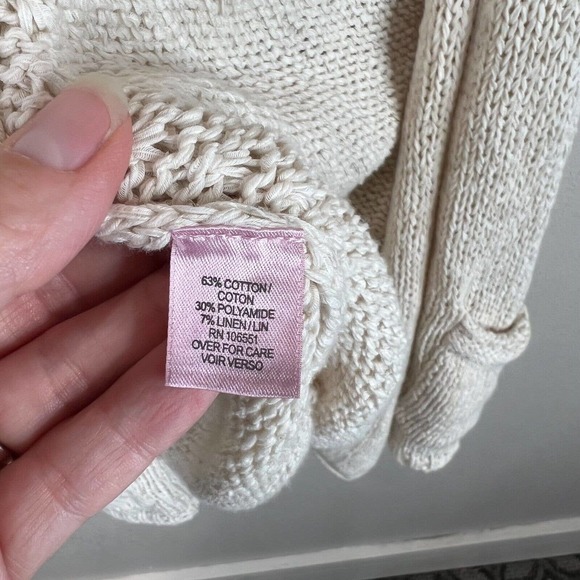 Calypso‎ Women Cream Etain Sweater Coastal Grandma Knit Open Cardigan Size 1 - Picture 6 of 10